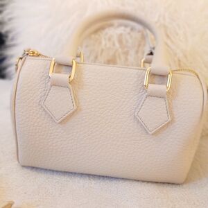 Italian Leather Cream Mini Speedy Style Handbag